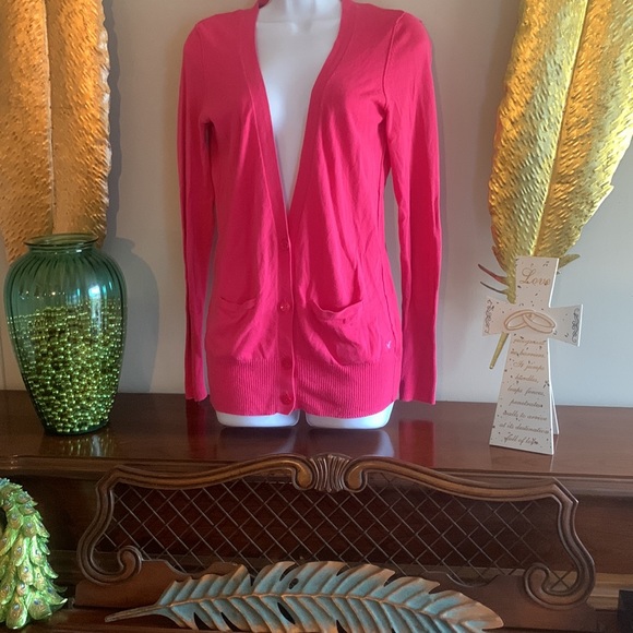 American Eagle Outfitters Sweaters - American Eagle Fuschia pink lightweight cardigan Sz small